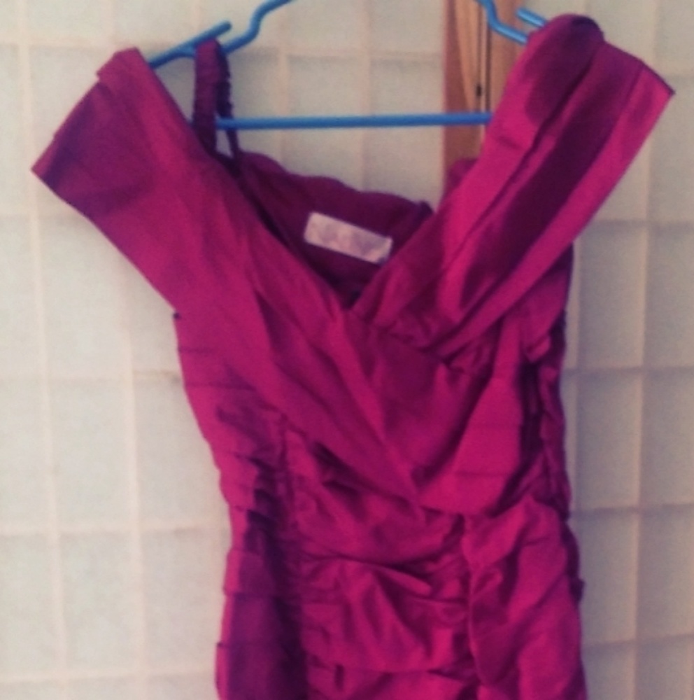 Magenta pink ruched dress